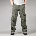 thumbnail image 1 of HUPOM Men'S Chino Pants Pants For Men Cargo Mid Waist Rise Short Slim Bootcut Army Green L, 1 of 6