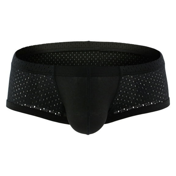 HUPOM Men'S Underwear Underwear For Men Pack Low waist Drop Waist Solid Boxer Briefs Black L