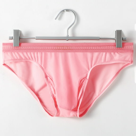 HUPOM Mens Underwear Boxer Briefs Male Thongs Low waist Drop Waist Solid Boxer Briefs Pink 3XL