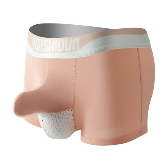 HUPOM Men'S Underwear Underwear For Men Pack Low waist Drop Waist Solid Boxer Briefs Pink 3XL