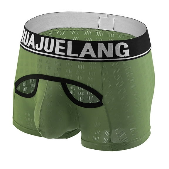 HUPOM Men'S Underwear Underwear For Men Pack Medium waist Comfort Waist Solid Boxer Briefs Army Green L