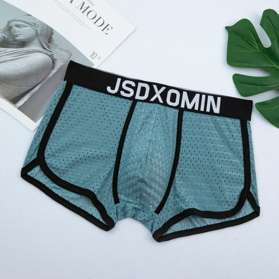 HUPOM Men'S Underwear Underwear For Men Pack Medium waist Comfort Waist Solid Boxer Briefs Blue 2XL