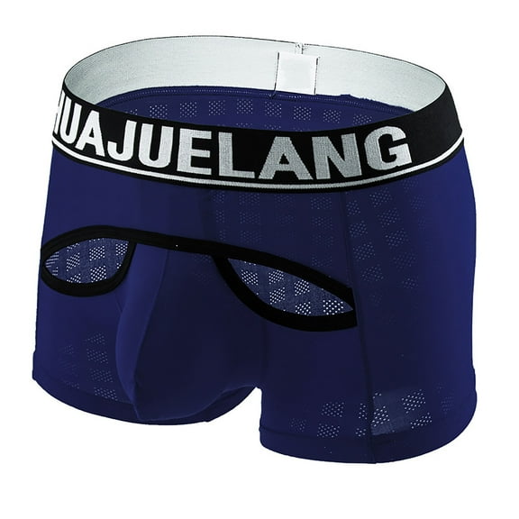 HUPOM Men'S Underwear Underwear For Men Pack Medium waist Comfort Waist Solid Boxer Briefs Dark Blue XL