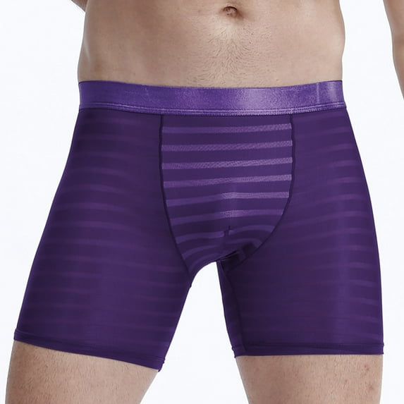 HUPOM Men'S Underwear Underwear For Men Pack Medium waist Comfort Waist Solid Boxer Briefs Purple L