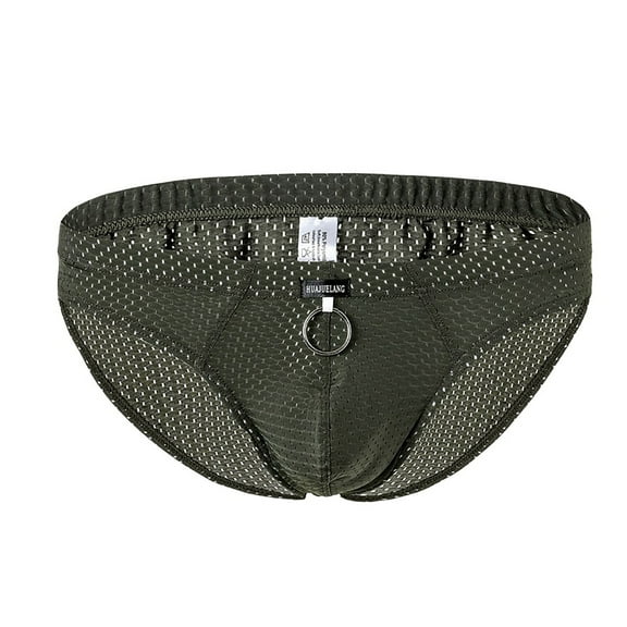 HUPOM Men'S Underwear Underwear For Men Pack Medium waist Comfort Waist Solid Thong Army Green L