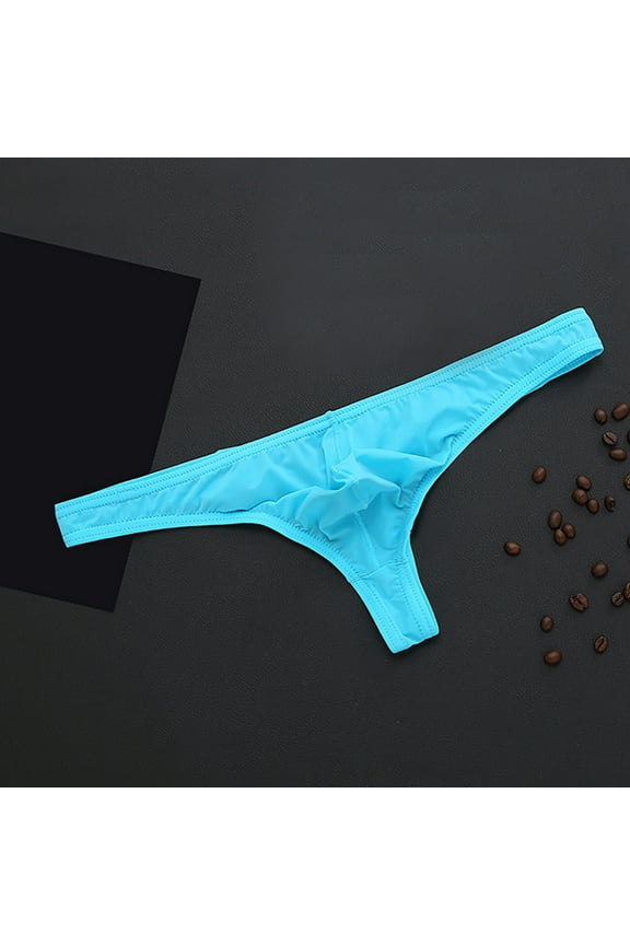 Men'S Underwear Underwear For Men Pack Medium waist Comfort Waist Solid Thong Light blue 2XL