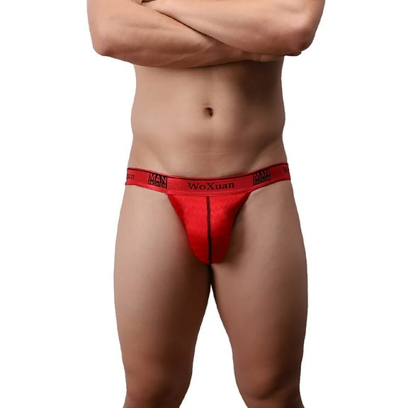 HUPOM Men'S Underwear Underwear For Men Pack Medium waist Comfort Waist Solid Thong Red 2XL