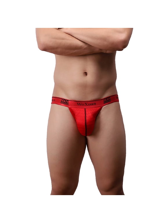 HUPOM Men'S Underwear Underwear For Men Pack Medium waist Comfort Waist Solid Thong Red 2XL