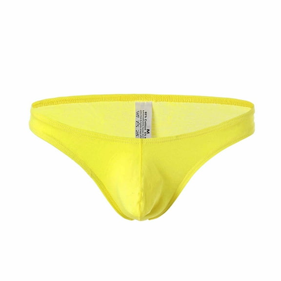 HUPOM Men'S Underwear Underwear For Men Pack Medium waist Comfort Waist Solid Thong Yellow M