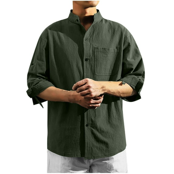 HUPOM Mens Cardigan Sweater Button Long Sleeve Button Down Casual Solid Mens Sweaters Army Green XL(US:10)