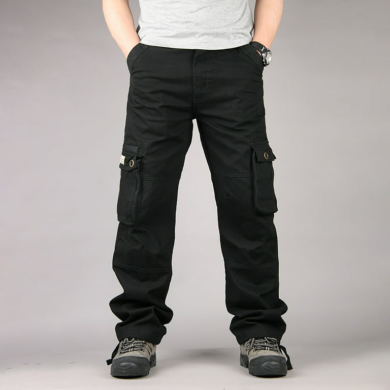 short rise mens dress pants Hupom Mens Casual Dress Pants Men Dress Pants Cargo Mid Waist Rise Short Slim Bootcut Black L, Men's, Size: 8