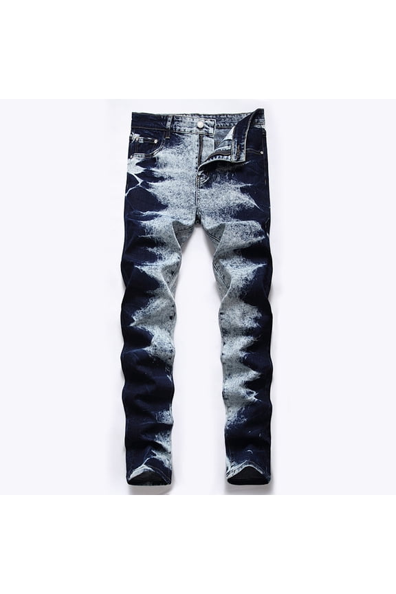Mens Casual Dress Pants Men Dress Pants Chinos High Waist Rise Long Slim Bootcut Dark Blue 2XL