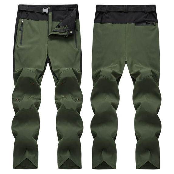 HUPOM Mens Dress Pants Men Dress Pants Track Pants High Waist Rise Short Straight-Leg Army Green M