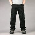 thumbnail image 1 of HUPOM Mens Dress Pants Regular Fit Mens Pants Cargo Mid Waist Rise Short Slim Bootcut Black M, 1 of 6