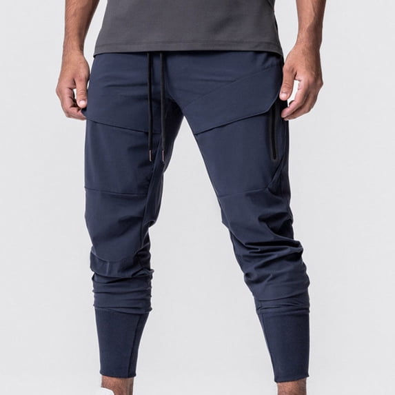 HUPOM Mens Dress Pants Regular Fit Mens Work Pants Track Pants High Waist Rise Ankle Straight-Leg Navy 2XL