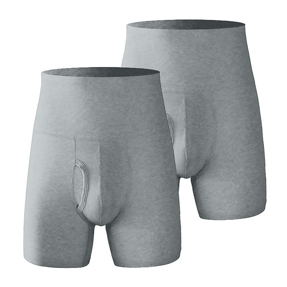 HUPOM Mens Underwear Boxer Briefs Male Thongs High waist Comfort Waist Solid Boxer Briefs Gray XL