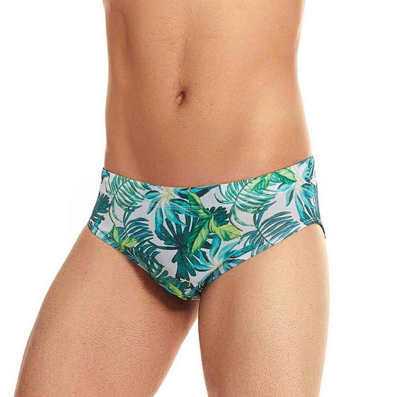 HUPOM Mens Underwear Boxer Briefs Male Thongs Low waist Banded Waist Printed Thong Green XL