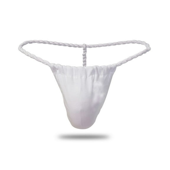 HUPOM Mens Underwear Boxer Briefs Male Thongs Low waist Banded Waist Solid Briefs White L