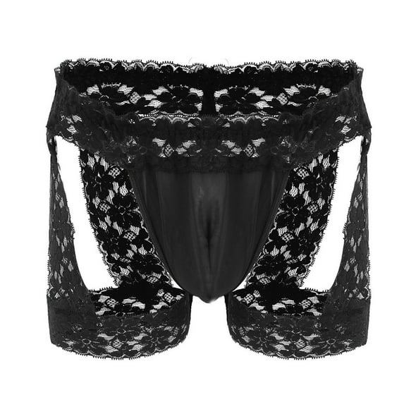 HUPOM Mens Underwear Boxer Briefs Male Thongs Low waist Comfort Waist Solid Thong Black One Size