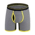thumbnail image 1 of HUPOM Mens Underwear Boxer Briefs Male Thongs Low waist Comfort Waist Striped Boxer Briefs Yellow 3XL, 1 of 6