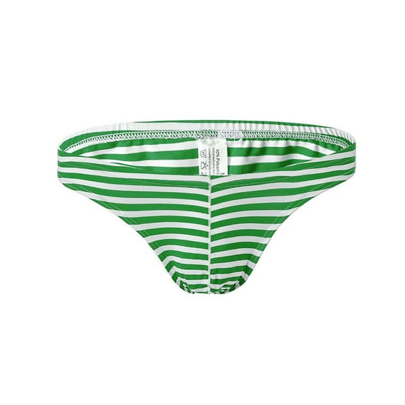 HUPOM Mens Underwear Boxer Briefs Male Thongs Low waist Comfort Waist Striped Briefs Green XL