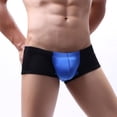 thumbnail image 1 of HUPOM Mens Underwear Boxer Briefs Male Thongs Low waist Drop Waist Solid Boxer Briefs Blue S, 1 of 6