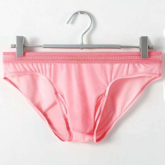 HUPOM Mens Underwear Boxer Briefs Male Thongs Low waist Drop Waist Solid Boxer Briefs Pink XL