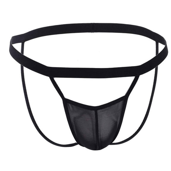 HUPOM Mens Underwear Boxer Briefs Male Thongs Low waist Drop Waist Solid Briefs Black One Size