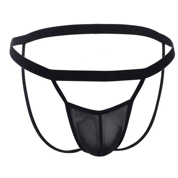 HUPOM Mens Underwear Boxer Briefs Male Thongs Low waist Drop Waist Solid Briefs Black One Size