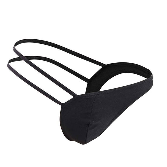 HUPOM Mens Underwear Boxer Briefs Male Thongs Low waist Drop Waist Solid Briefs Black One Size