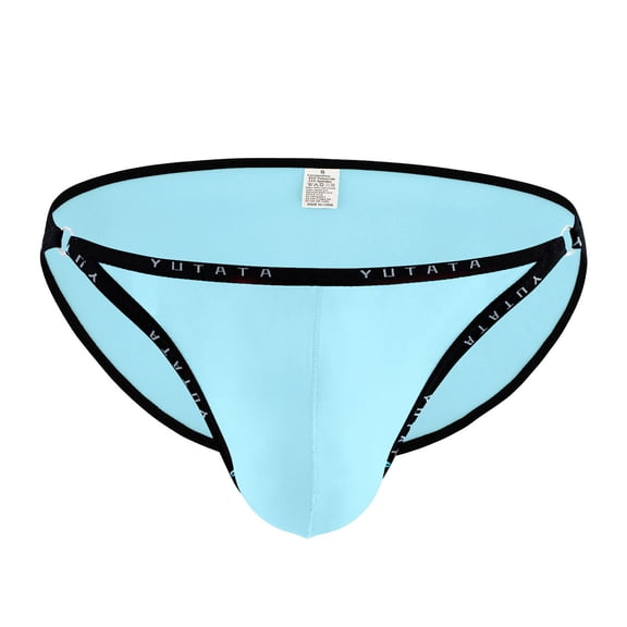 HUPOM Mens Underwear Boxer Briefs Male Thongs Low waist Drop Waist Solid Briefs Light blue XL