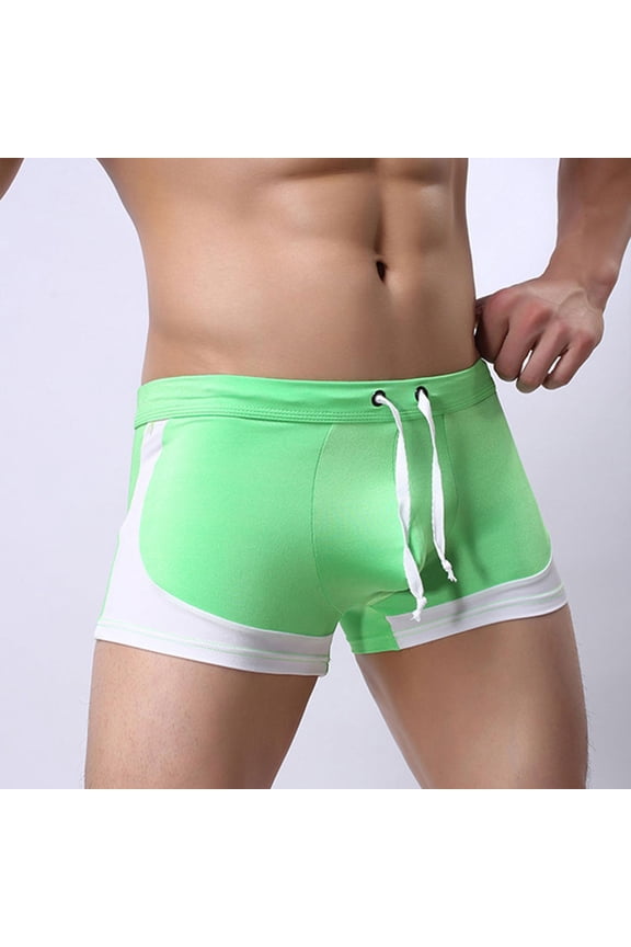 Mens Underwear Boxer Briefs Male Thongs Low waist Drop Waist Solid Open Crotch Green M