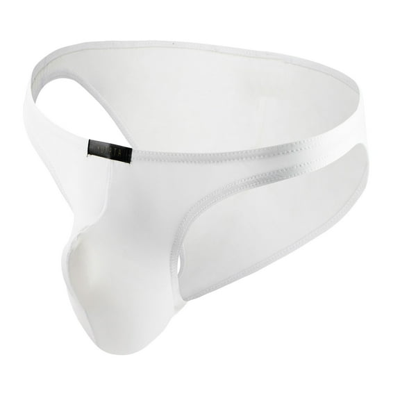 HUPOM Mens Underwear Boxer Briefs Male Thongs Low waist Drop Waist Solid Open Crotch White S