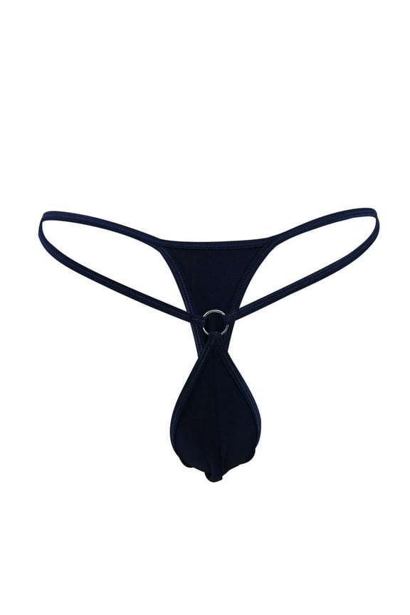 HUPOM Mens Underwear Boxer Briefs Male Thongs Low waist Drop Waist Solid Thong Black One Size