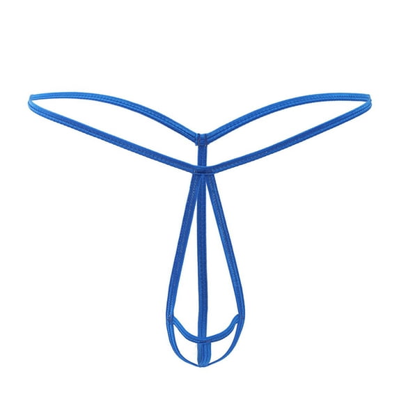 HUPOM Mens Underwear Boxer Briefs Male Thongs Low waist Drop Waist Solid Thong Blue One Size