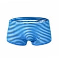 thumbnail image 1 of HUPOM Mens Underwear Boxer Briefs Male Thongs Low waist Drop Waist Striped Boxer Briefs Blue XL, 1 of 3