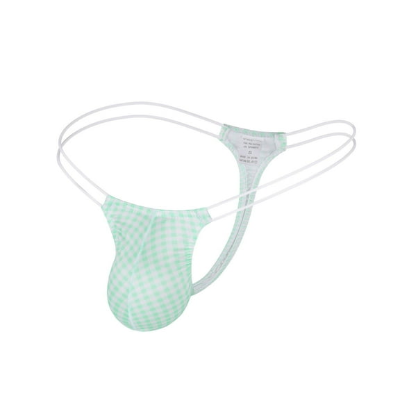 HUPOM Mens Underwear Boxer Briefs Male Thongs Medium waist Comfort Waist Plaid Briefs Green M