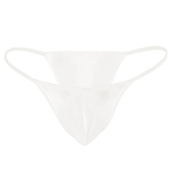 HUPOM Mens Underwear Boxer Briefs Male Thongs Medium waist Comfort Waist Solid Bikini White One Size