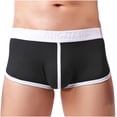 thumbnail image 1 of HUPOM Mens Underwear Boxer Briefs Male Thongs Medium waist Comfort Waist Solid Boxer Briefs Black S, 1 of 3