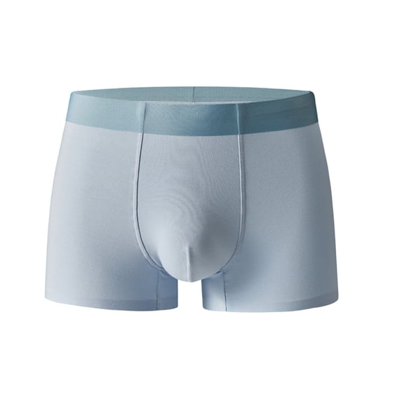 HUPOM Mens Underwear Boxer Briefs Male Thongs Medium waist Comfort Waist Solid Boxer Briefs Blue L