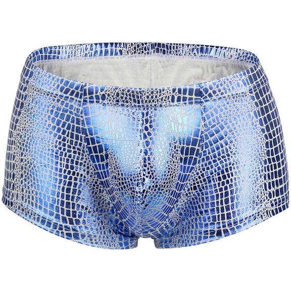 Bonixoom Mens Underwear Boxer Briefs Male Thongs Medium waist Comfort Waist Solid Boxer Briefs Blue L