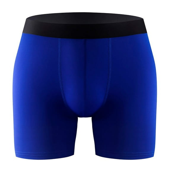 HUPOM Mens Underwear Boxer Briefs Male Thongs Medium waist Comfort Waist Solid Boxer Briefs Blue S