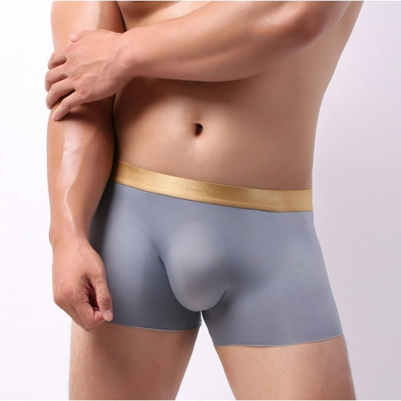 HUPOM Mens Underwear Boxer Briefs Male Thongs Medium waist Comfort Waist Solid Boxer Briefs Gray 2XL