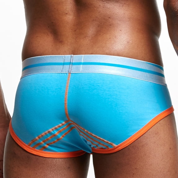 HUPOM Mens Underwear Boxer Briefs Male Thongs Medium waist Comfort Waist Solid Boxer Briefs Sky Blue L