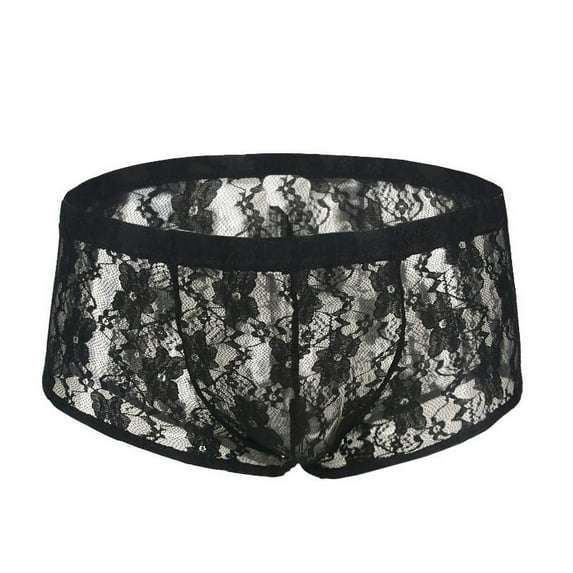 HUPOM Mens Underwear Boxer Briefs Male Thongs Medium waist Comfort Waist Solid Briefs Black L