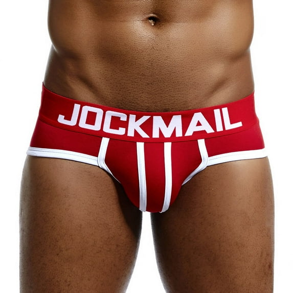 HUPOM Mens Underwear Boxer Briefs Male Thongs Medium waist Comfort Waist Solid Briefs Red M