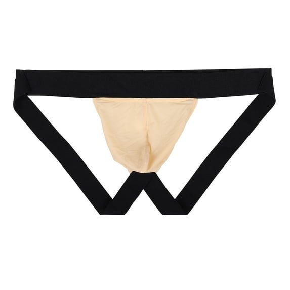 HUPOM Mens Underwear Boxer Briefs Male Thongs Medium waist Comfort Waist Solid Thong Beige 2XL