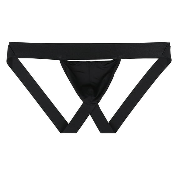 HUPOM Mens Underwear Boxer Briefs Male Thongs Medium waist Comfort Waist Solid Thong Black L
