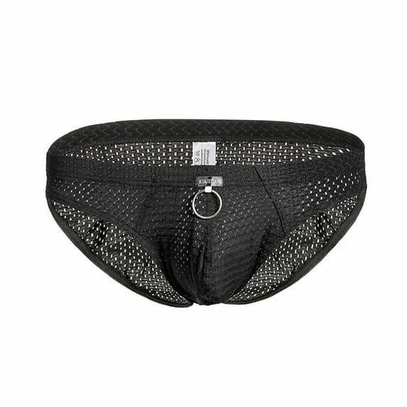 HUPOM Mens Underwear Boxer Briefs Male Thongs Medium waist Comfort Waist Solid Thong Black XL