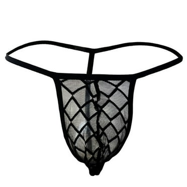 HUPOM Mens Underwear Boxer Briefs Male Thongs Medium waist Comfort Waist Solid Thong Black XL